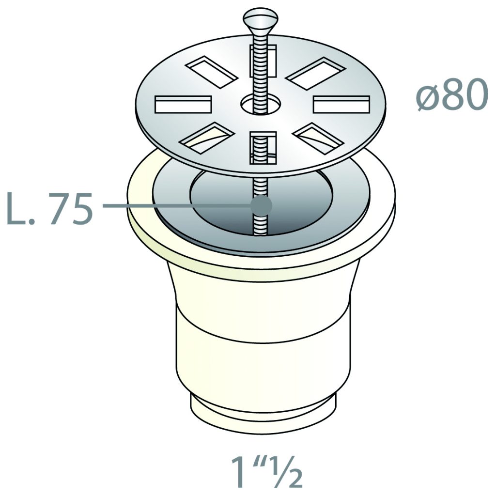 Bonde à bouchon pour évier grès et synthèse - Noyon & Thiebault - 40x49 - Ø  85 mm